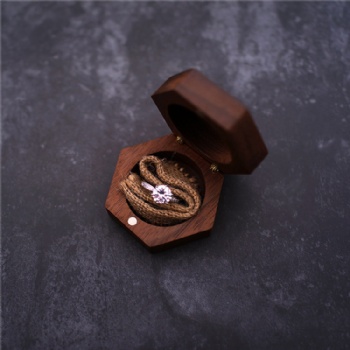  hexagon Black walnut wood wedding ring box jewelry earring pendant flip box wedding jewelry box	