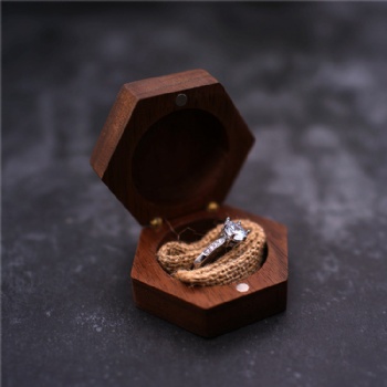  hexagon Black walnut wood wedding ring box jewelry earring pendant flip box wedding jewelry box	