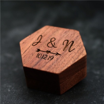  hexagon Black walnut wood wedding ring box jewelry earring pendant flip box wedding jewelry box	